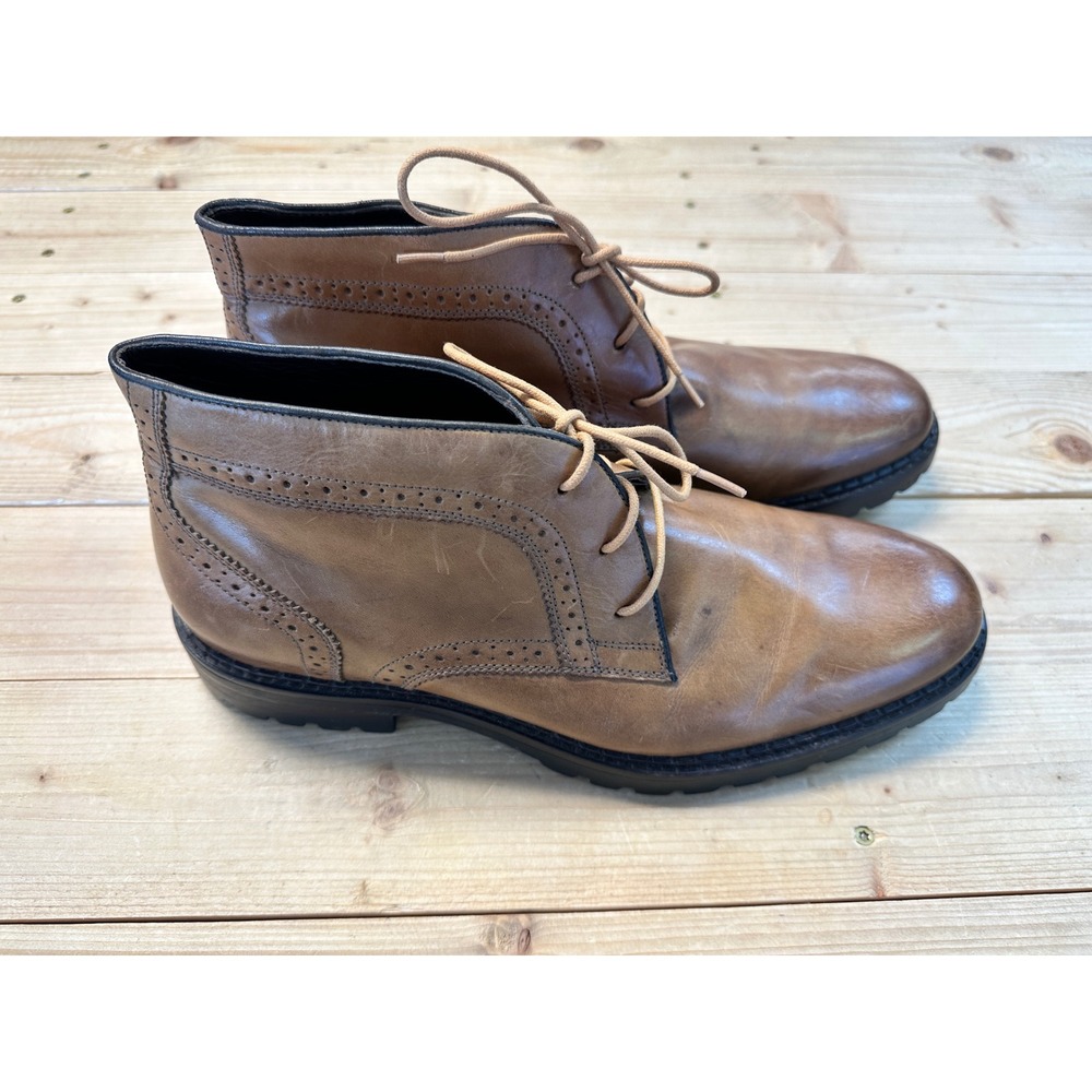Johnston & Murphy Mens Wingtip Leather Ankle Boots Chukka Brown Size 10.5M